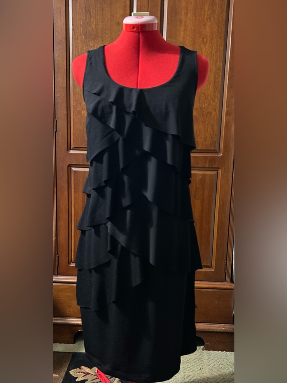 Relativity Black Sleeveless Ruffle Dress